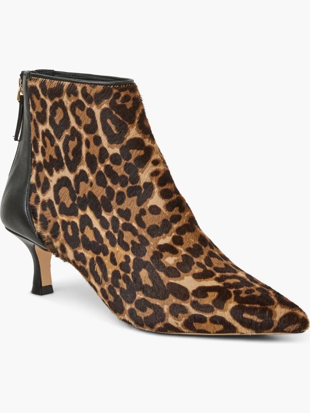 Bruno Magli Francesca Leopard Haircalf Pointed Toe Ankle Booties Sz 6.5